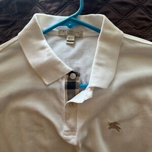 Burberry Ivory Polo Shirt with Check Detail